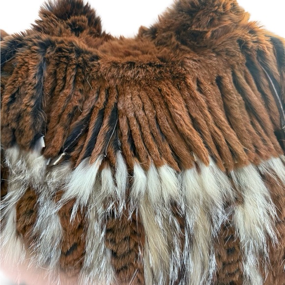 Cedrics Real Fur Feather Vest Brown Medium - Picture 6 of 11